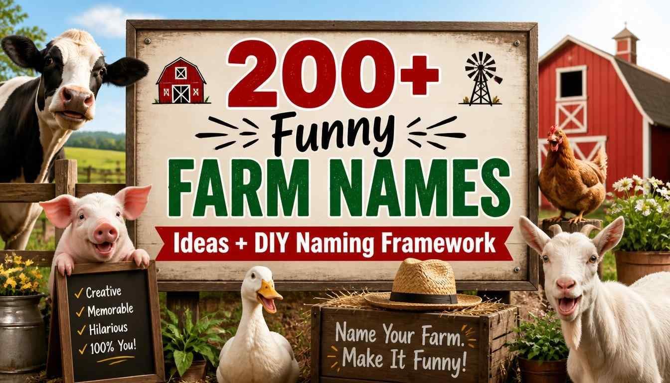200+ Funny Farm Names: Ideas + DIY Naming Framework